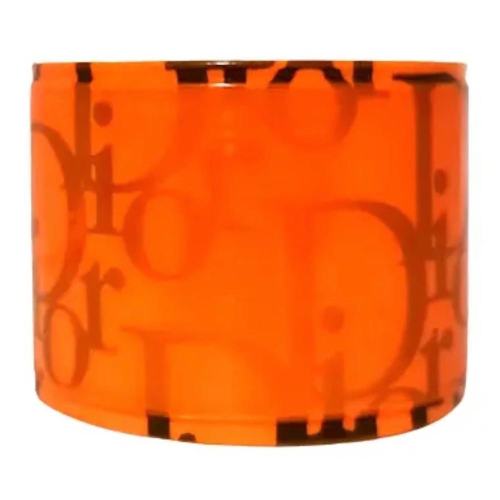 VTG Y2K Christian Dior Neon Orange Dayglo Holographic Trotter Logo Slap Bracelet - Picture 1 of 14